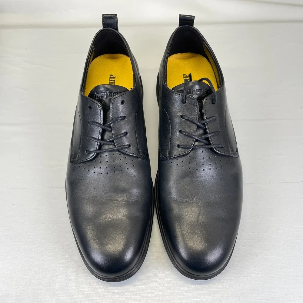 Amberjack The Original Dress Shoes Mens Size 11 M Black Leather Derby Plain Toe